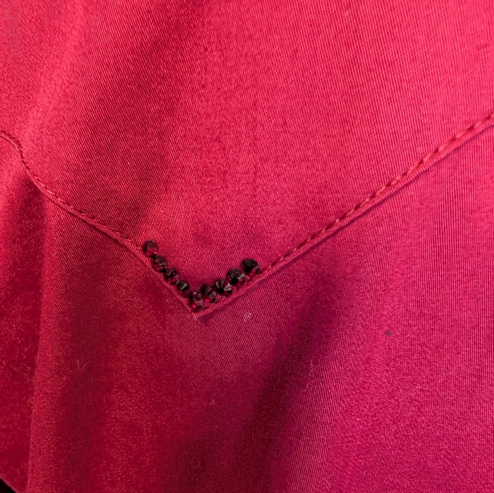 CR RANCHWEAR Long Sleeve Button-Up Shirt in Deep Berry With Tiny Crystal Sz L - Picture 10 of 11